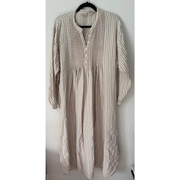 L.L. Bean Dobby L/S Nightgown Cotton Flannel Pintuck Cottage Blue Print Size 2X - Picture 1 of 5